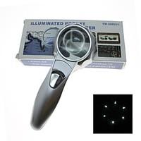 50mm Handheld 7X Magnifier with 6-LED White Light (2 x AAA)