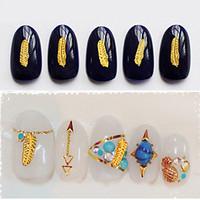 50pcs New Gold Feather Nail Art Decoration DIY Beauty Jewelry 3d Design Alloy Nail Accessories
