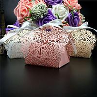 50pcslots flower wedding favor box laser cut candy box gift box weddin ...