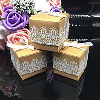 50pcslots lace kraft wedding favor box wedding and party decoration ca ...