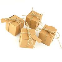 50pcs Square Kraft Box Paper Bag Wedding Box Candy Box For Wedding Decoration With Name Card Gift Box Wedding Favors