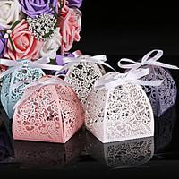 50 Piece/Set In Pearl Color Flower Laser Cut Candy Box Wedding Box Paper Favor Boxes Non-personalised
