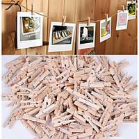 50PCS New 3x25MM Mini Natural Wooden Clothe Photo Paper Peg Clothespin Craft Clips for Wedding Decoration