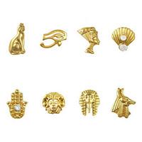 50pcs Mix Egypt Theme 8 Designs 3D Gold Nail Art Alloy