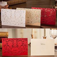 50pcs Gold Red White Laser Cut Luxury Flora Wedding Invitations Card Elegant Lace Envelopes Seals Favor Wedding Event Party Supplies