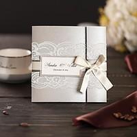 50x elegant silver wedding invitations kits with rsvp cards customized ...
