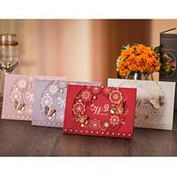50pcs/set 4 Colors Personalization Butterfly Laser Cut Luxury Flora Wedding Invitations Card Wedding Event Party Supplies CX020