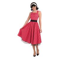 50\'s Red & White Ladies Pretty In Polkadots Dress