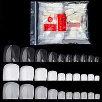 500 Pcs/pack Fake Artificial Acrylic False Toe Nails Tips Natural White Transparent Toenails Foot Manicure Beauty Nail Tool