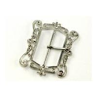 51mm simplicity metal baroque square buckle fastener silver