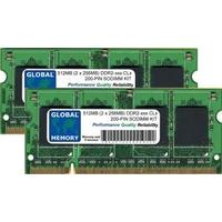 512MB (2 x 256MB) DDR2 533/667MHz 200-Pin Sodimm Memory Ram for Kit Powerbook G4, Macbook & Macbook Pro