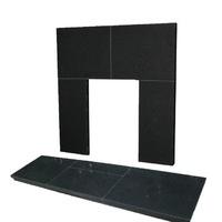 54 Inch x 18 Inch Slabbed Black Granite Hearth And Back Panel Set