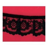 55mm Frilled Gathered Nylon Lace Trimming Black