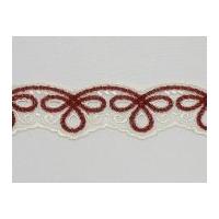 55mm Embroidered Tulle Lace Trimming Wine & Cream