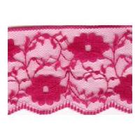 55mm Essential Trimmings Delicate Floral Nylon Lace Trimming Cerise