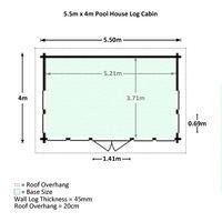 5.5m x 4m Pool House Log Cabin Double Glazed Safety Glass | Waltons