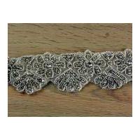 55mm heavy crystal diamante couture bridal lace trimming silver