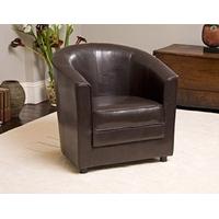 551004PU Brown Faux Leather Tub Chair