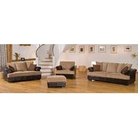 550187LF Brown Bonded Leather and Fabric Sofa Suite