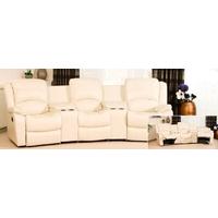 551703CL Ivory Bonded Leather Recliner Corner Sofa