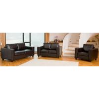 550108L Brown Bonded Leather 3+2+1 Sofa Suite