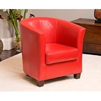 551006PU Red Faux Leather Tub Chair