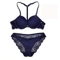 5/8 cup Bras Panties Sets , Push-up Cotton