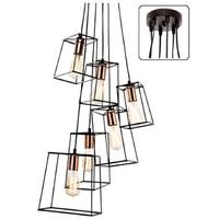 5911 FIRSTLIGHT Cascade 6 Light Ceiling Pendant In Black And Copper