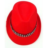59cm Red Satin Trilby Hat With Diamond