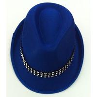 59cm Blue Satin Trilby Hat With Diamond