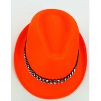 59cm Orange Satin Trilby Hat With Diamond