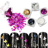 5bottle/set Hot Fashion Sweet Style Nail Glitter Laser Sparkling Butterfly Paillette Nail DIY Bling Beautiful Butterfly Slice Decoration HD01-05