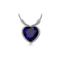 5ct Created Sapphire Ocean Heart Necklace