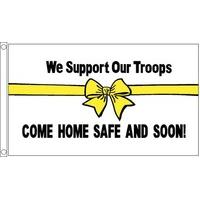 5ft x 3ft White We Support Our Troops Flag