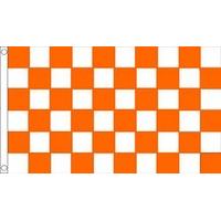5ft x 3ft Tangerine & White Chequered Flag