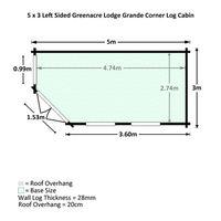 5ft x 3ft Left Sided Lodge Grande Corner Log Cabin | Waltons