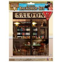 5ft Cowboy Scene Setter Saloon Bar Backdrop Wild West Western Wall Decoration