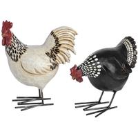 5in Hen and 7in Rooster Black and White (Set of Two)