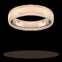 5mm Slight Court Standard matt centre with grooves Wedding Ring in 18 Carat Rose Gold