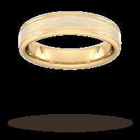 5mm Slight Court Standard matt centre with grooves Wedding Ring in 9 Carat Yellow Gold