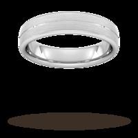 5mm Traditional Court Heavy Centre Groove With Chamfered Edge Wedding Ring In 950 Palladium