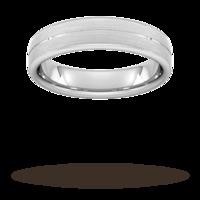 5mm Slight Court Standard centre groove with chamfered edge Wedding Ring in 9 Carat White Gold