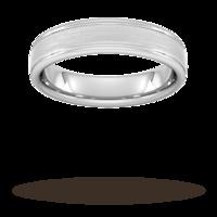 5mm Traditional Court Standard Matt Centre With Grooves Wedding Ring In 950 Palladium