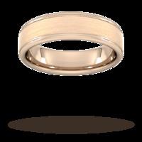 5mm D Shape Heavy matt centre with grooves Wedding Ring in 9 Carat Rose Gold