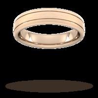 5mm Traditional Court Heavy Matt Finish With Double Grooves Wedding Ring In 18 Carat Rose Gold