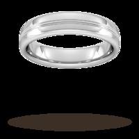 5mm Slight Court Extra Heavy Grooved polished finish Wedding Ring in Platinum - Ring Size S