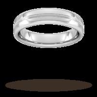 5mm Slight Court Standard Grooved polished finish Wedding Ring in 950 Palladium