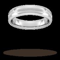 5mm Slight Court Extra Heavy Grooved polished finish Wedding Ring in 950 Palladium - Ring Size V