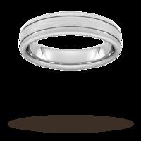 5mm Slight Court Extra Heavy matt finish with double grooves Wedding Ring in 950 Palladium - Ring Size V
