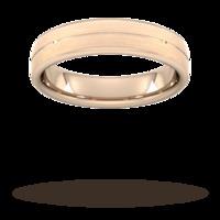 5mm Flat Court Heavy centre groove with chamfered edge Wedding Ring in 9 Carat Rose Gold